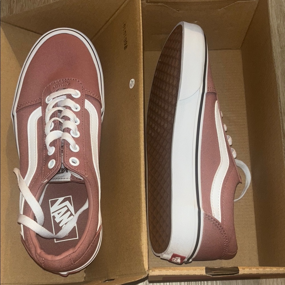 Never Worn Vans pink and White Classic Sneakers